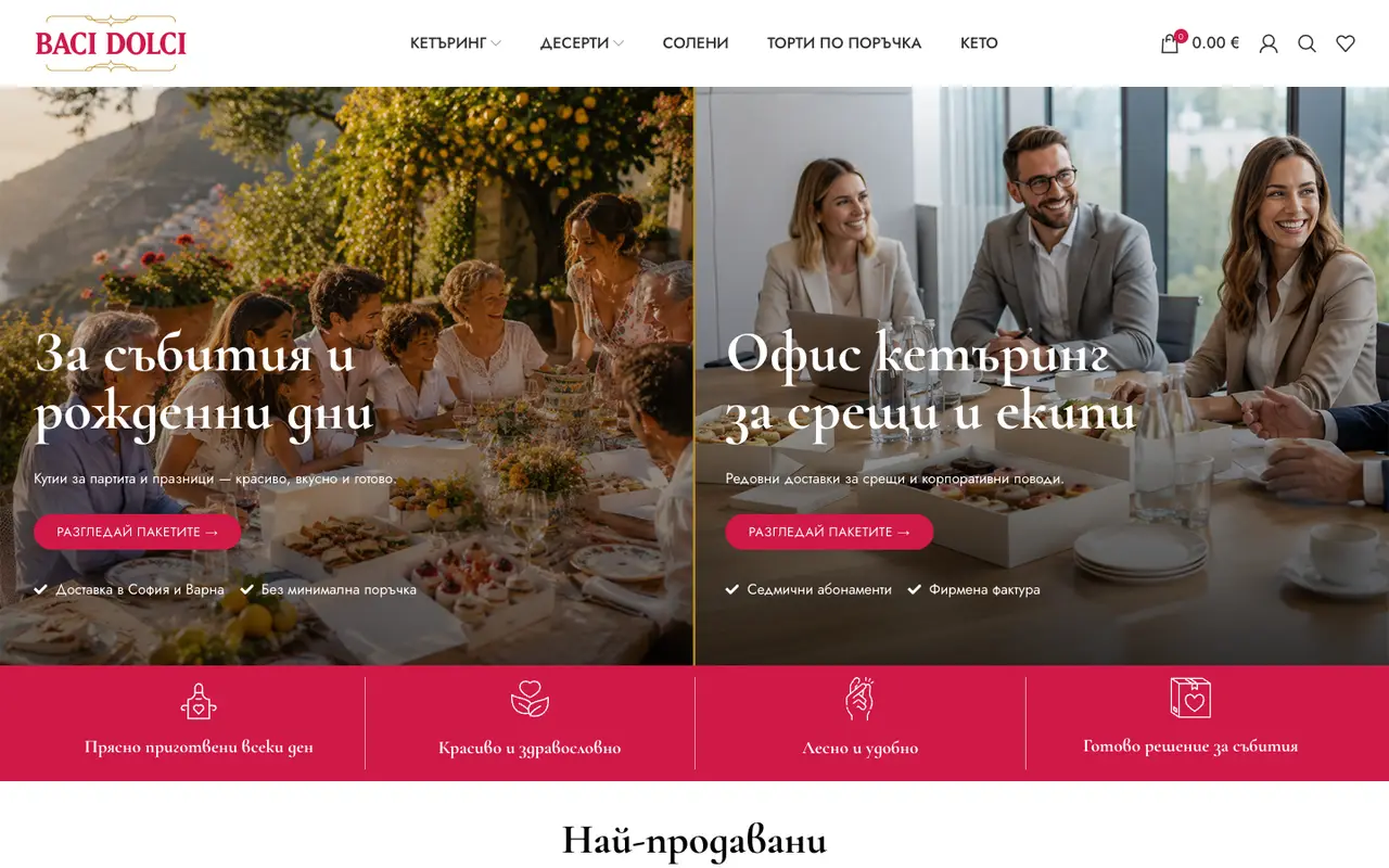 Baci Dolci website